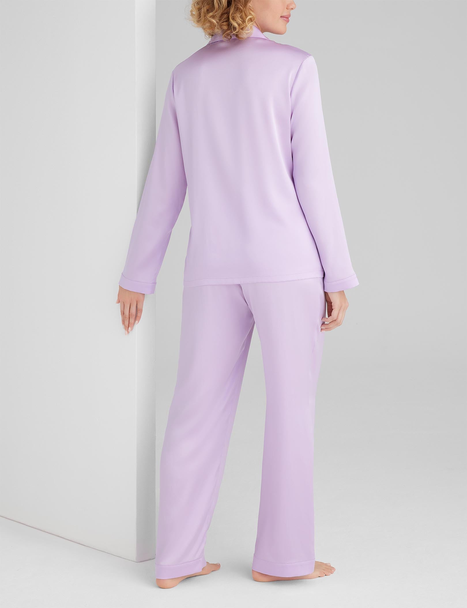 Women's Silk Long Sleeve Pajama Top & Pant Set - Image 4