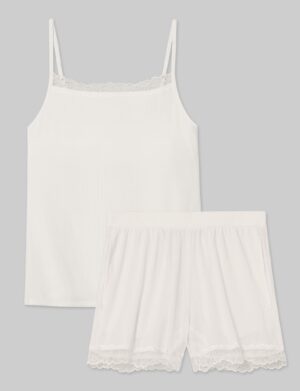 Women's Second Skin Luxe Rib Lace Cami & Short Set