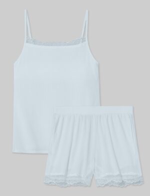 Women's Second Skin Luxe Rib Lace Cami & Short Set