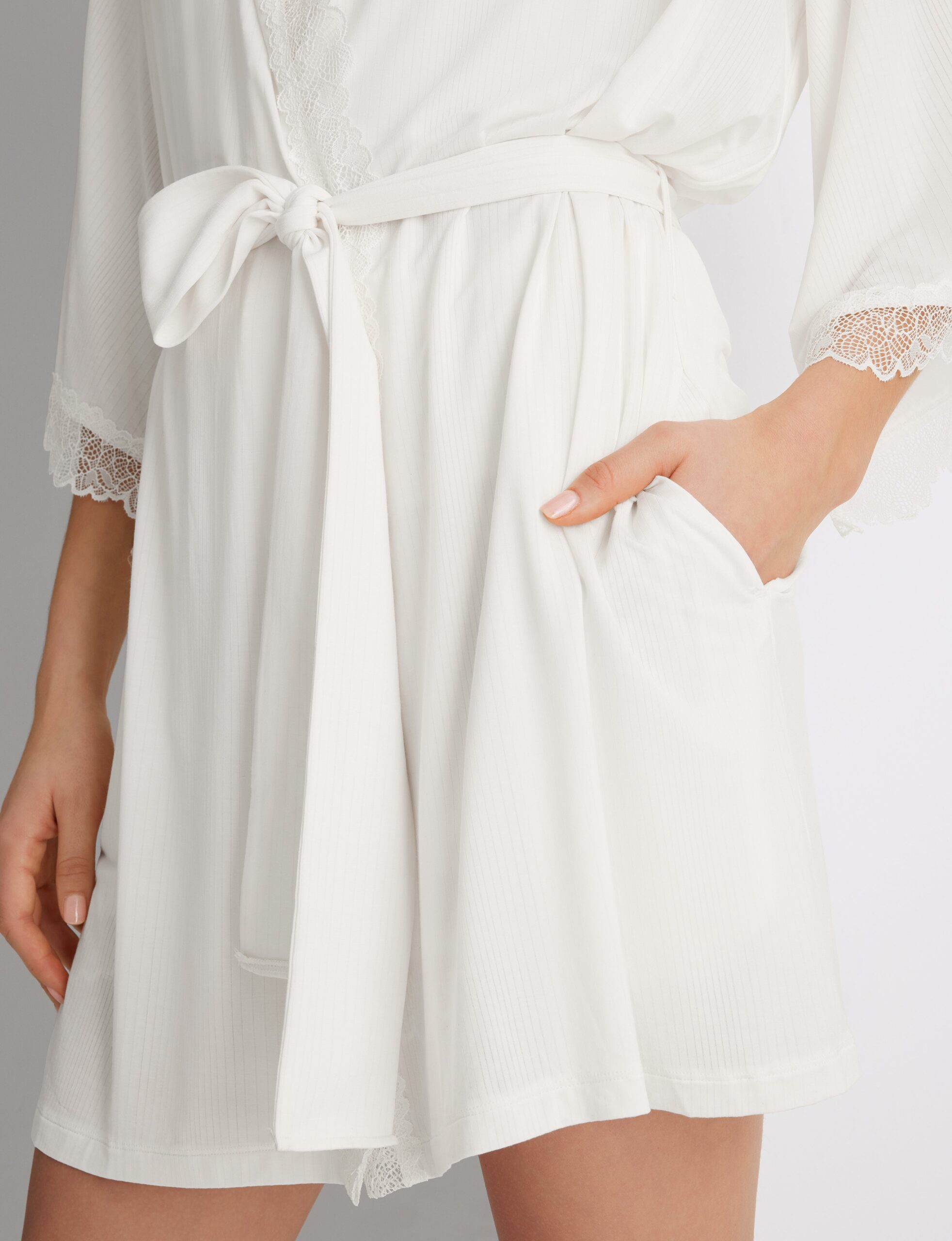 Women's Second Skin Luxe Rib Lace Robe - Image 5