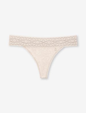 Women's Cool Cotton Thong, Lace Waist